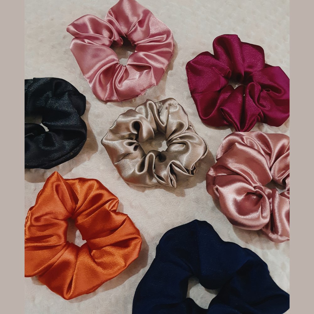 Satin Scrunchies Combo (Set of 7) - Kreate- Scrunchies