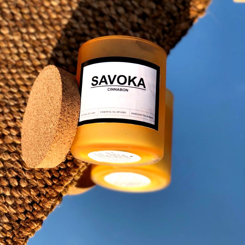 SAVOKA Handmade Cinnabon Scented Candle (Set of 2) - Kreate- Candles & Holders