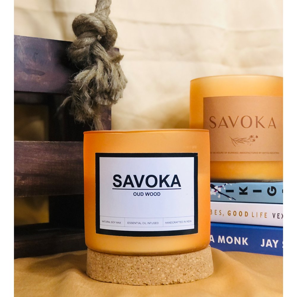 SAVOKA Handmade French Lavender Scented Candle (Set of 2) - Kreate- Candles & Holders