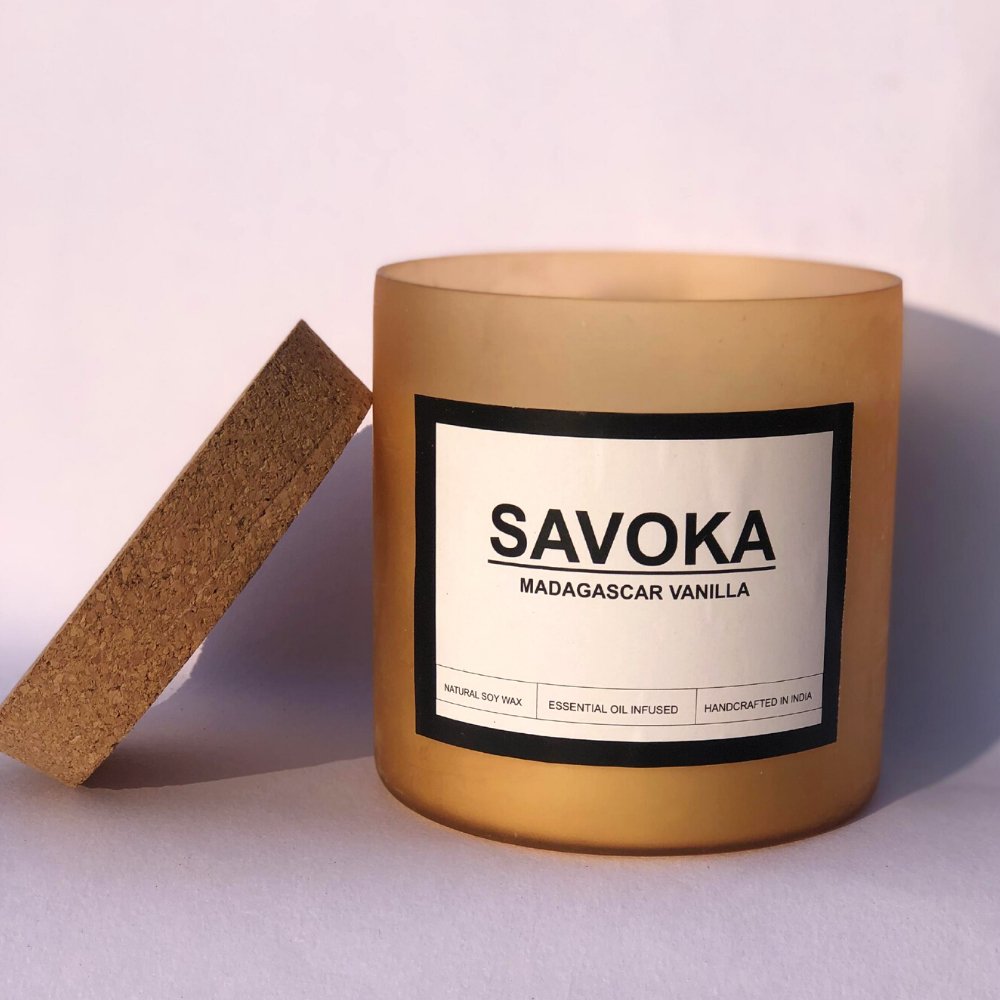 SAVOKA Handmade Madagascar Vanilla Scented Candle (Set of 2) - Kreate- Candles & Holders