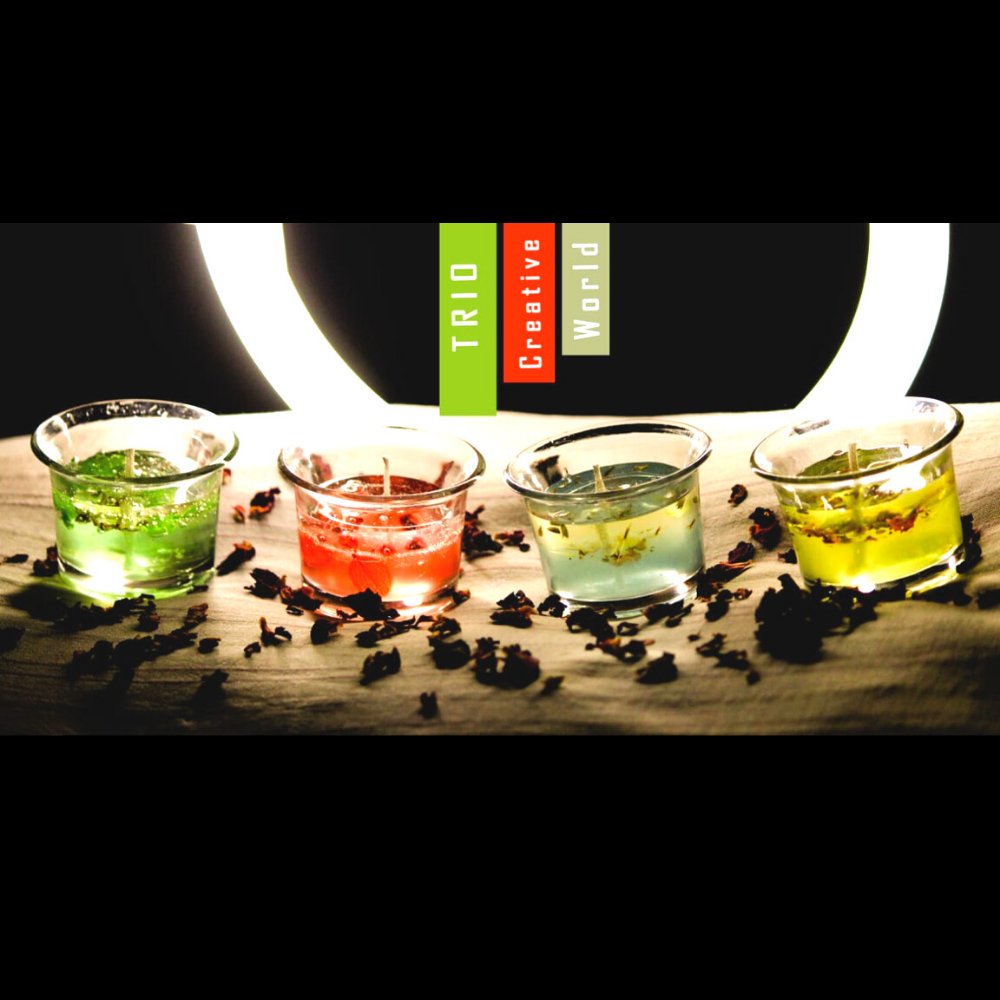 Scented Glass Gel Candles (Set of 4) - Kreate- Candles & Holders