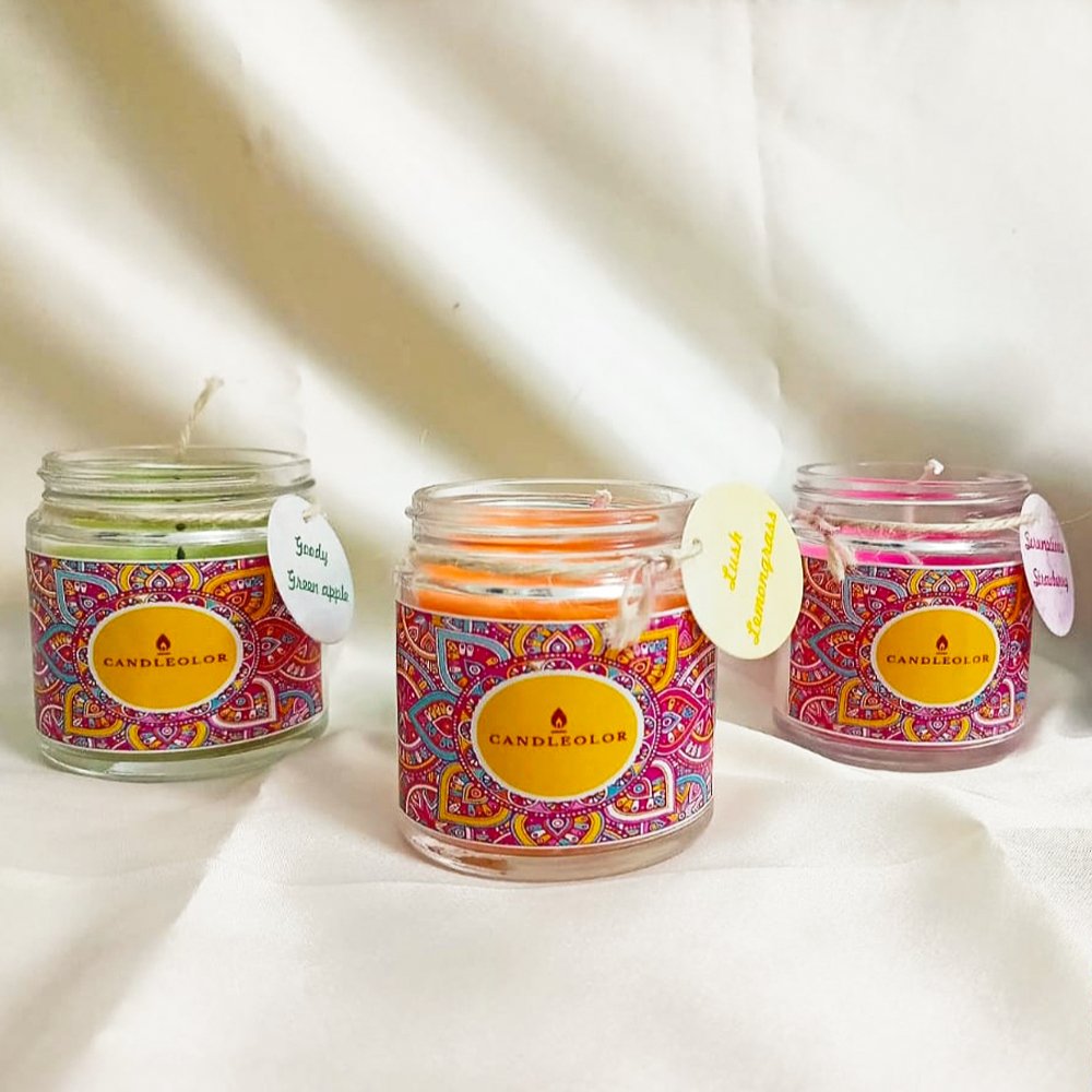 Scented Soy Wax Candles (Pack of 3) - Kreate- Candles & Holders