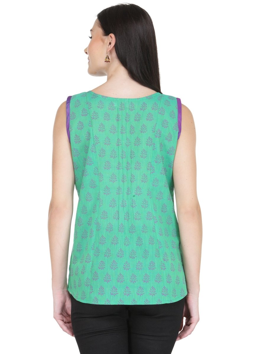 
                  
                    Sea Green Cotton Block Print Top - Kreate- Tops & T-shirts
                  
                