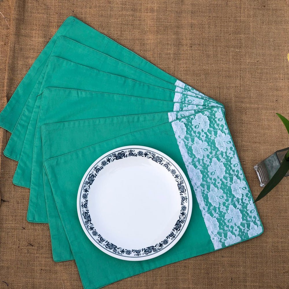 Sea Green Cotton Placemats (Set of 6) - Kreate- Table Cloth
