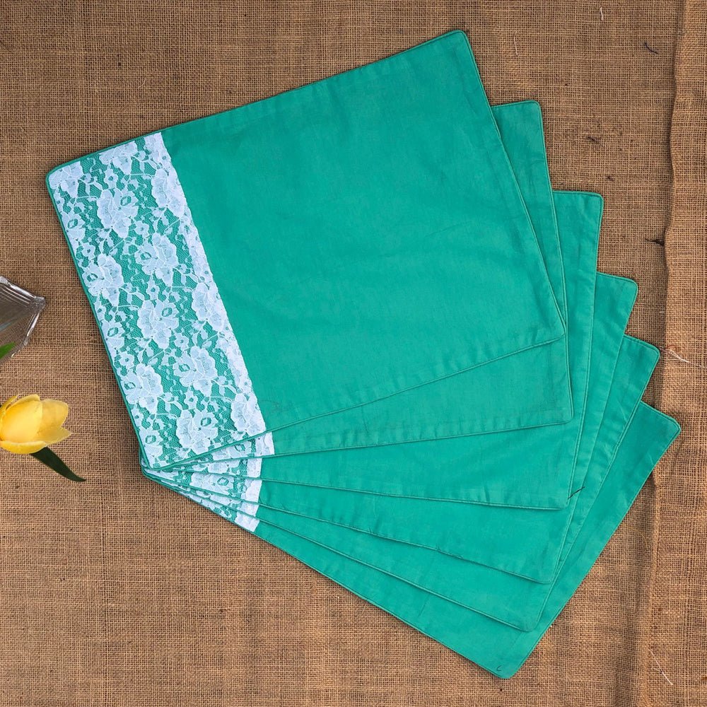 
                  
                    Sea Green Cotton Placemats (Set of 6) - Kreate- Table Cloth
                  
                