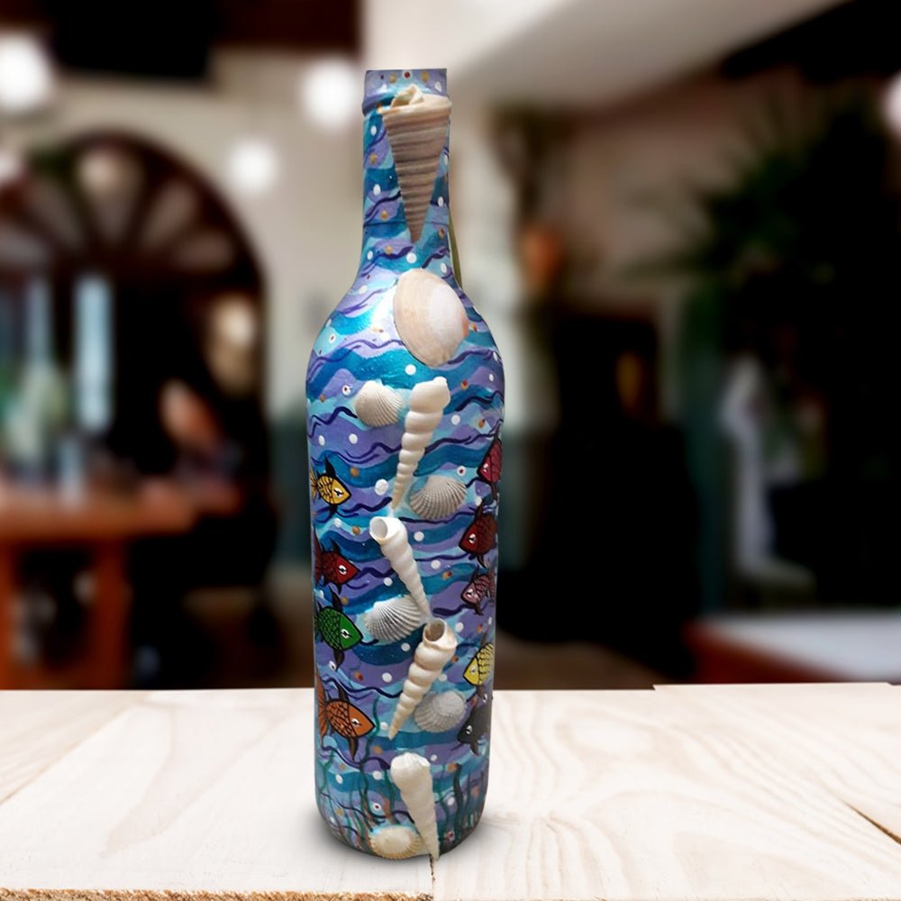 Sea Shell Bottle Art - Kreate- Table Decor