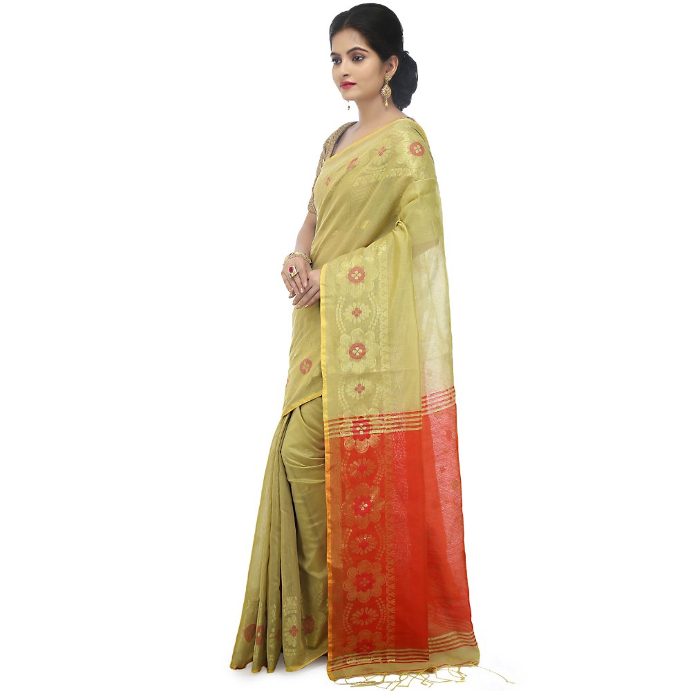 Self Design Cotton Silk Handloom Saree with Zari Work - Kreate- Sarees & Blouses
