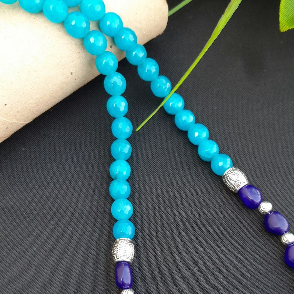 
                  
                    Semi Precious Blue Agate Beads and Dark Blue Glass Beads Necklace - Kreate- Neckpieces
                  
                