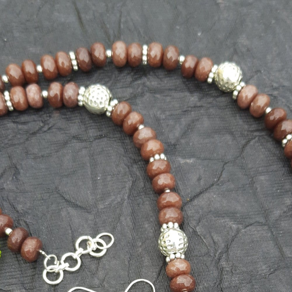 
                  
                    Semi Precious Tyre Agate Beads Necklace Set - Kreate- Jewellery Sets
                  
                