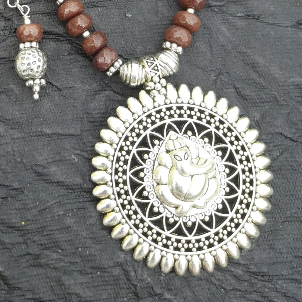 
                  
                    Semi Precious Tyre Agate Beads Necklace Set - Kreate- Jewellery Sets
                  
                