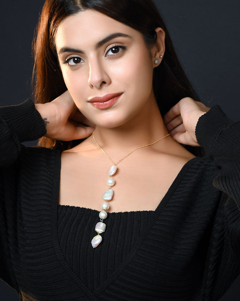 
                  
                    Dew Drops Chain Necklace with Freshwater and Shell Pearls
                  
                