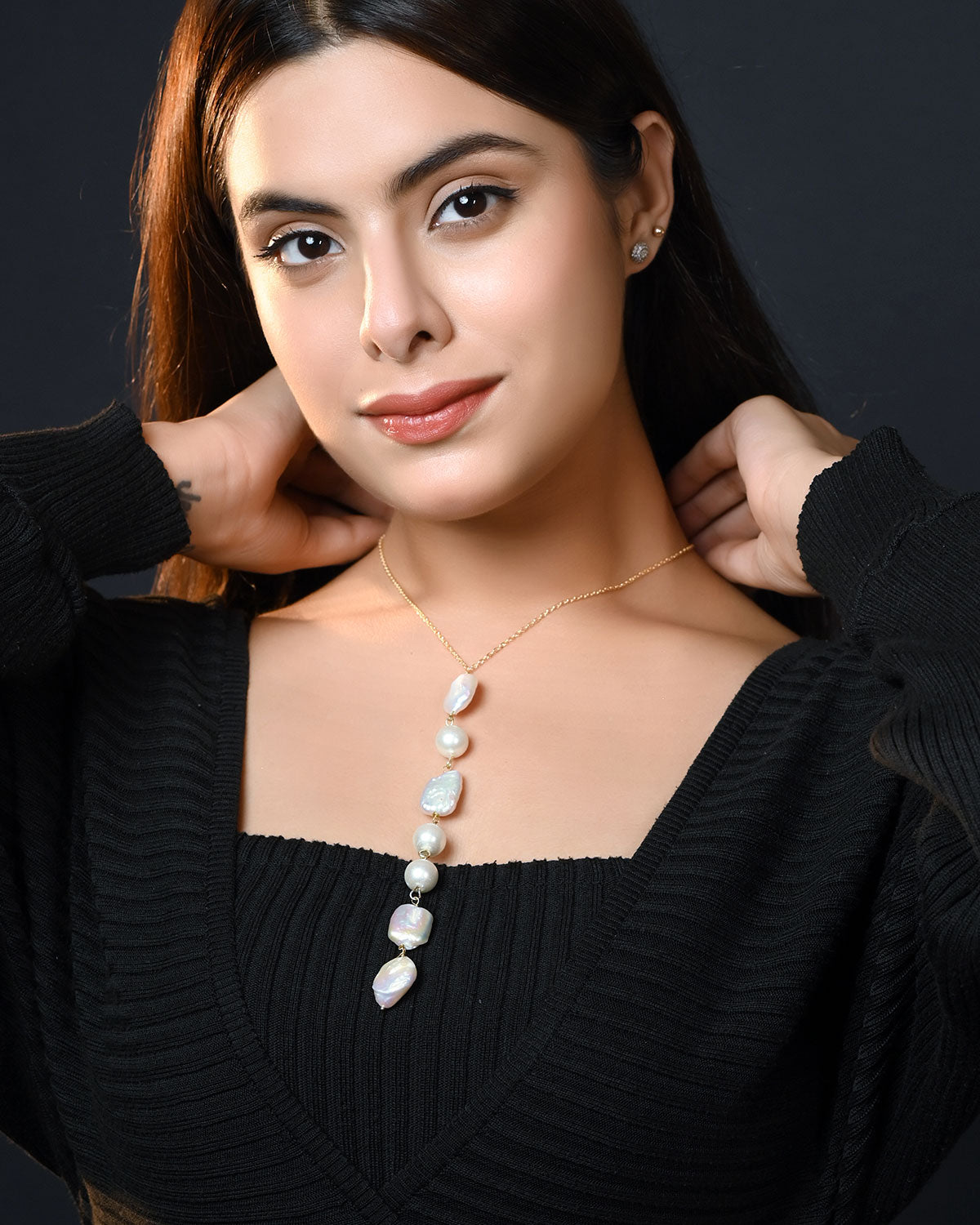 
                  
                    Dew Drops Chain Necklace with Freshwater and Shell Pearls
                  
                