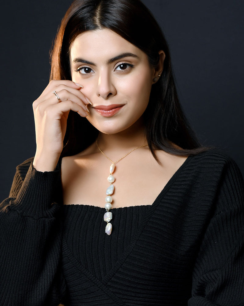 
                  
                    Dew Drops Chain Necklace with Freshwater and Shell Pearls
                  
                