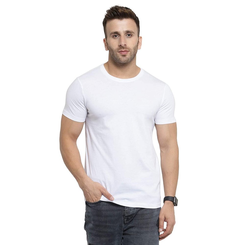Shark India Plain White Round Neck T-shirt - Kreate- Shirts & T-Shirts
