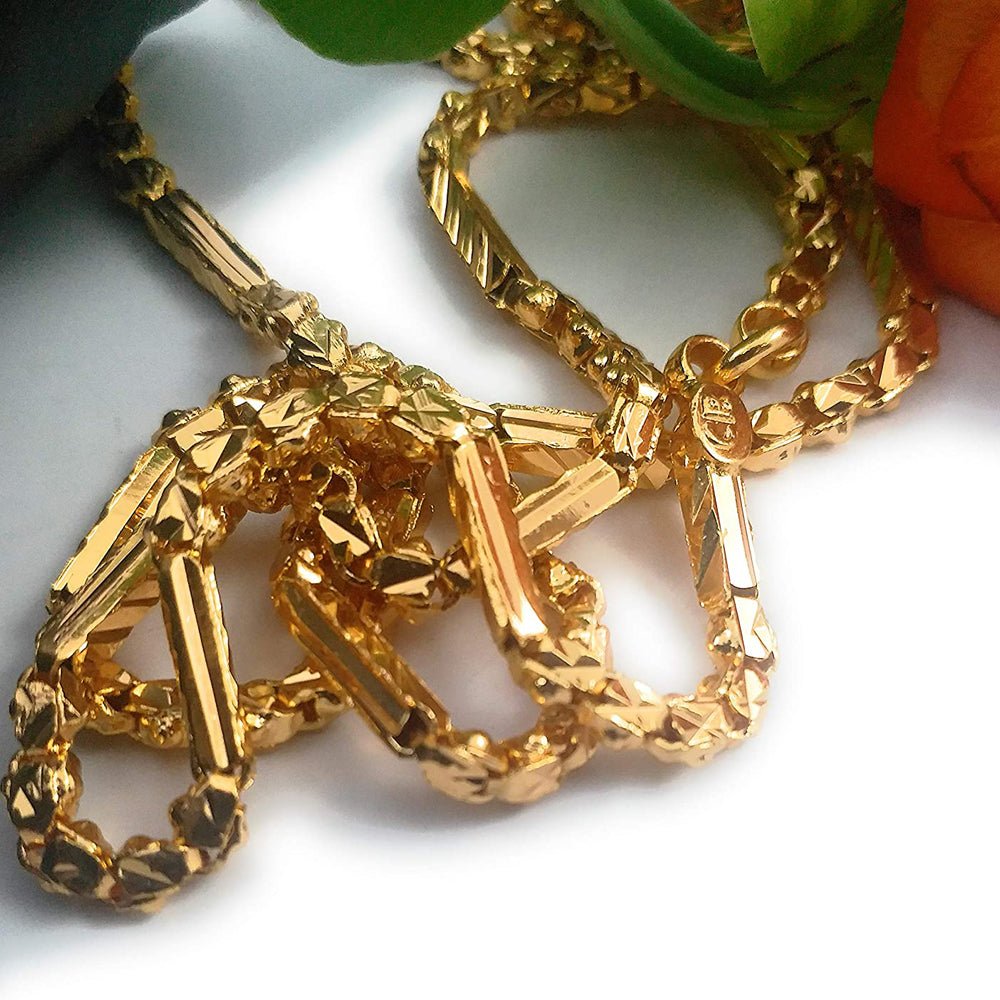Shining Box Cutting Design Gold Plated Chain - Kreate- Neckpieces