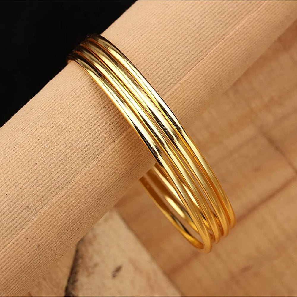 
                  
                    Shining Gold Party Wear Plain Bangles (Set of 4) - Kreate- Bangles & Bracelets
                  
                