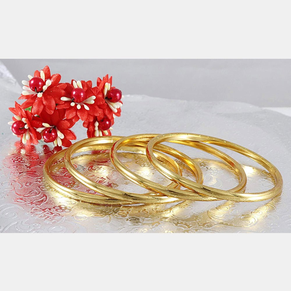 
                  
                    Shining Gold Party Wear Plain Bangles (Set of 4) - Kreate- Bangles & Bracelets
                  
                