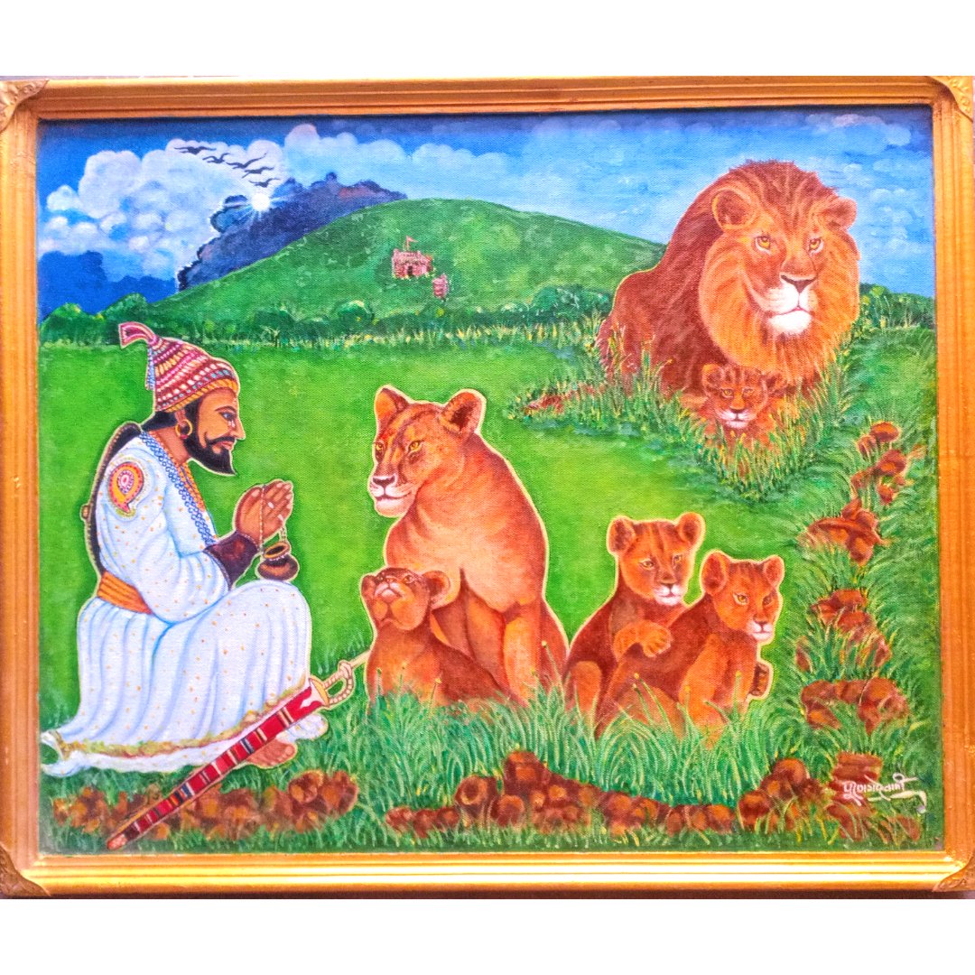 
                  
                    Shivaji Maharaj Handmade Oil Painting - Kreate- Paintings
                  
                