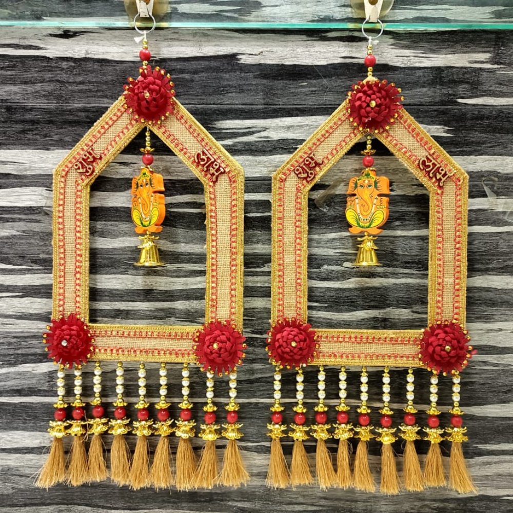 
                  
                    Shubh Labh Ganesh Hangings (Set of 2) - Kreate- Wall Decor
                  
                