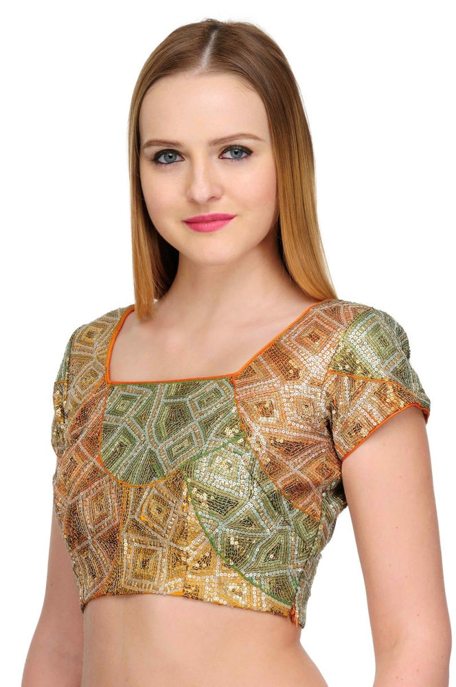 
                  
                    Silk Saree Blouse with all over Hand done Abstract Sequins Embroidery - Kreate- Sarees & Blouses
                  
                