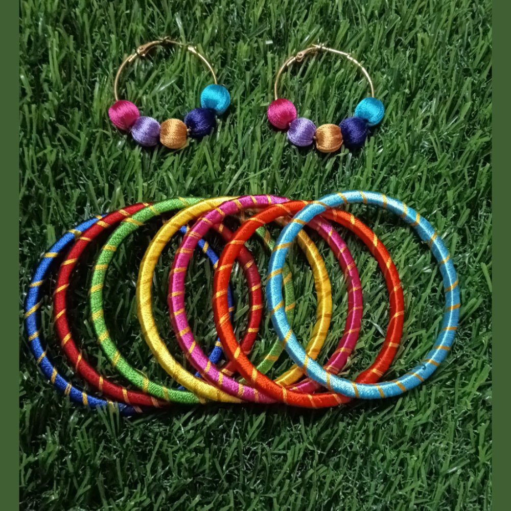 Silk Thread Bangles Set - Kreate- Bangles & Bracelets