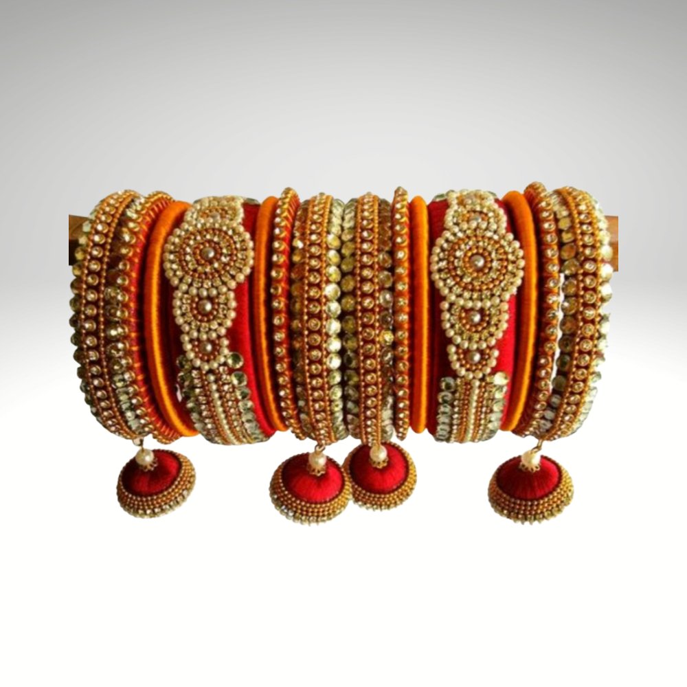 Silk Thread Bangles (Set of 12) - Kreate- Bangles & Bracelets