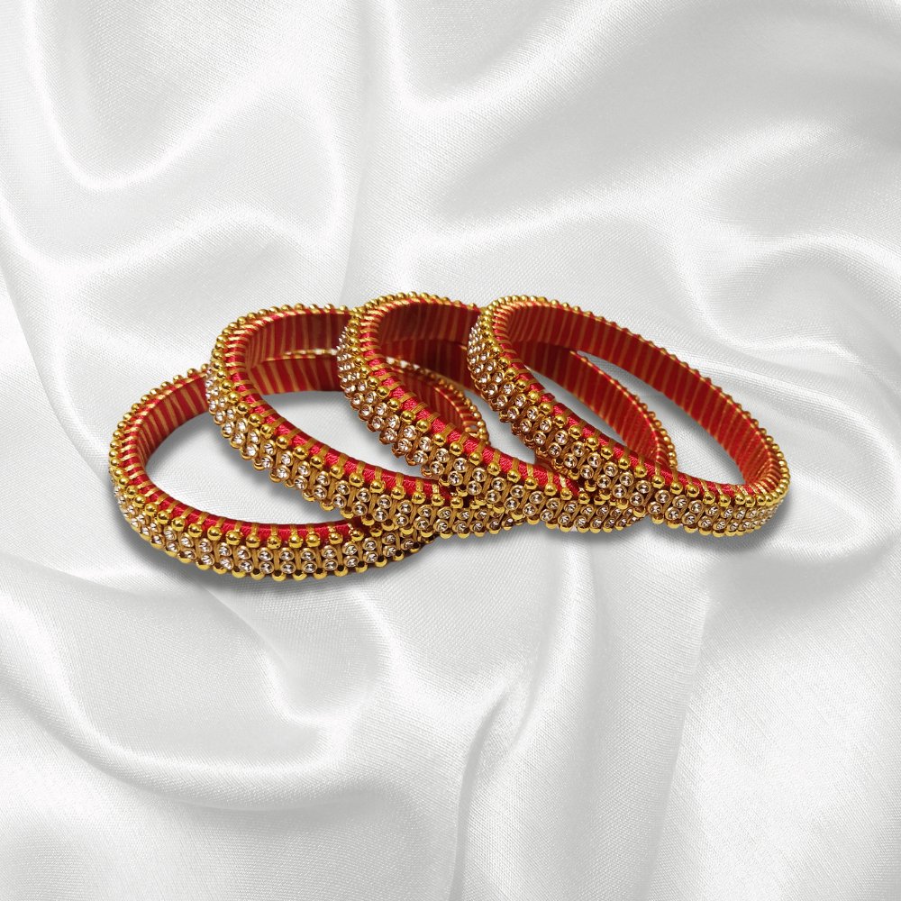 Silk Thread Bangles (Set of 4) - Kreate- Bangles & Bracelets