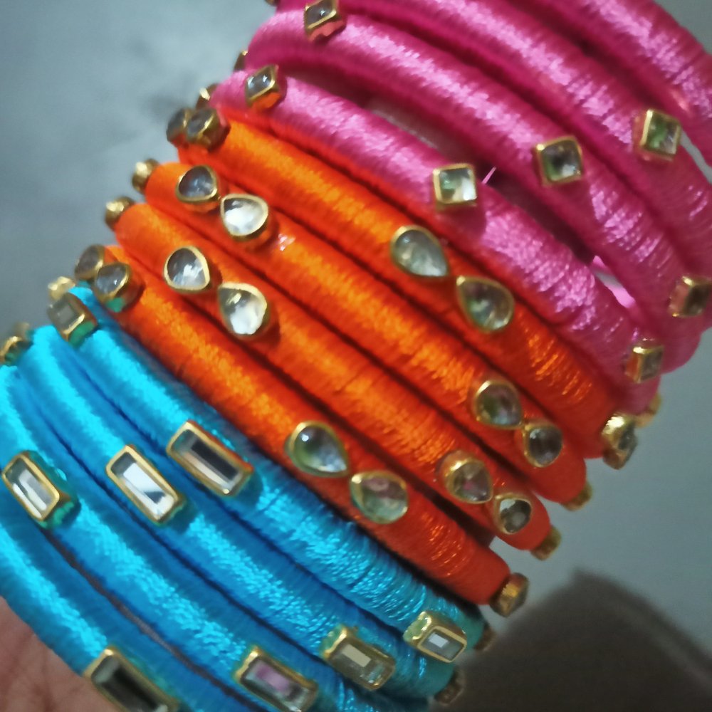 
                  
                    Silk Thread Bangles ( Set of 4 ) - Kreate- Bangles & Bracelets
                  
                