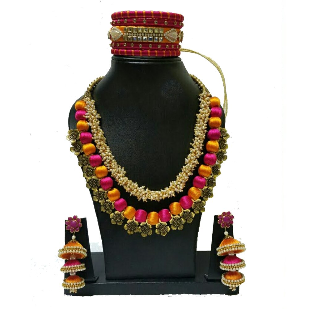 Silk Thread Jewellery Set - Kreate- Jewellery Sets