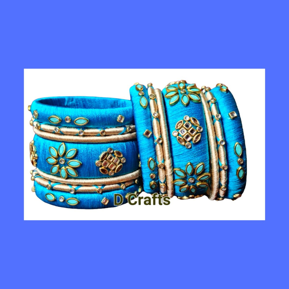 Silkthread Bangles (Set of 14) - Kreate- Bangles & Bracelets