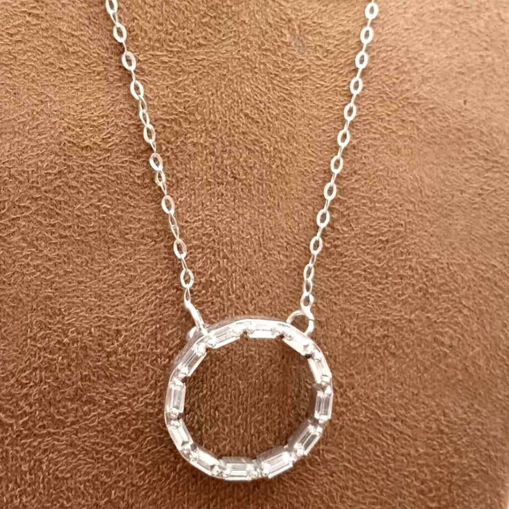 Silver Baguette Pendant With Chain - Kreate- Neckpieces