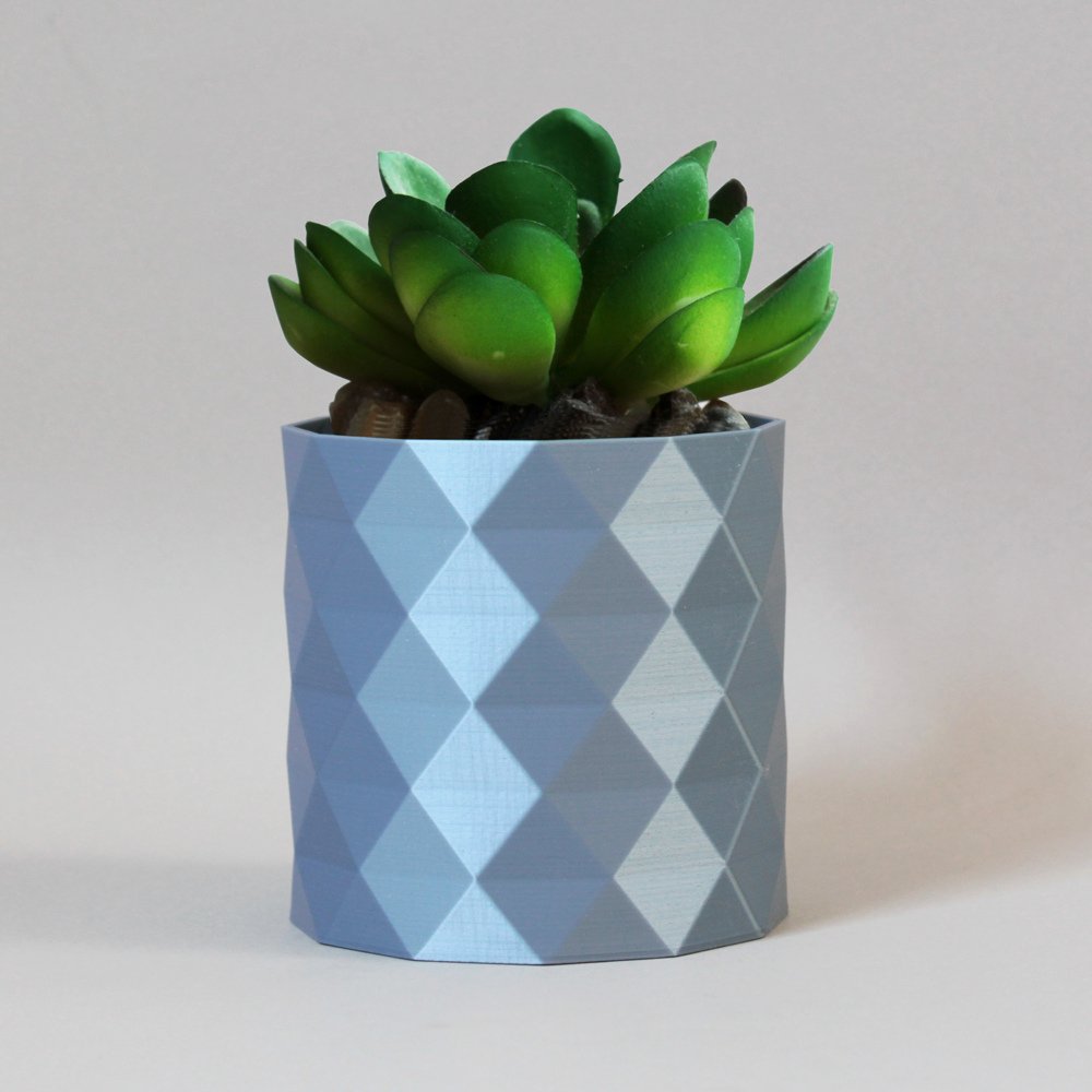 Silver Blue Origami Indoor Planter - Kreate- Planters & Pots
