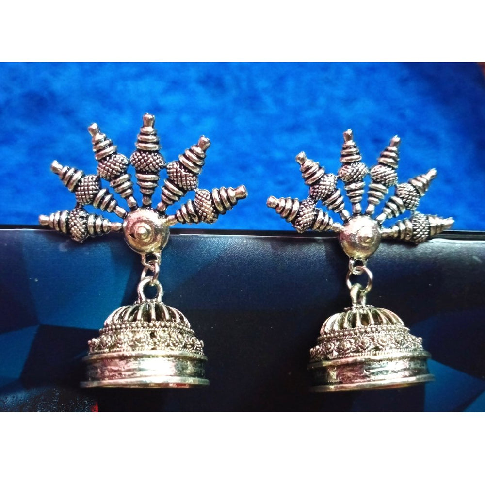 Silver Oxidised Earrings - Kreate- Earrings