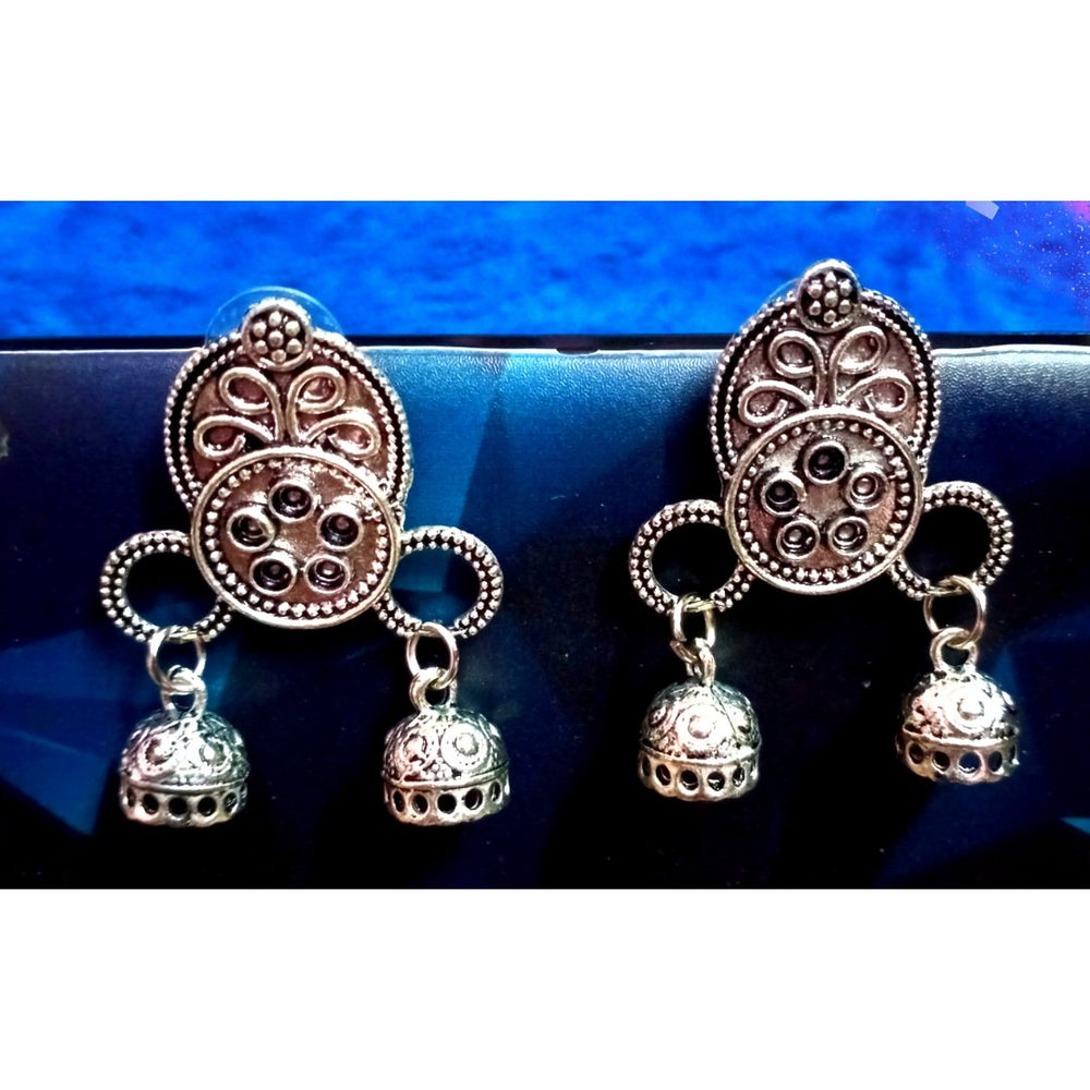 Silver Oxidised Earrings - Kreate- Earrings