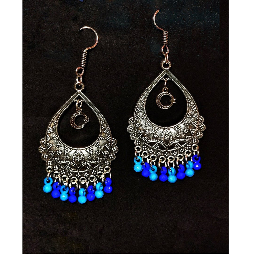 Silver Oxidised Jhumkas - Kreate- Earrings