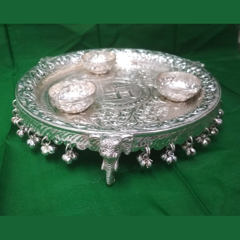
                  
                    Silver Plated Puja Thali - Kreate- Pooja Needs
                  
                