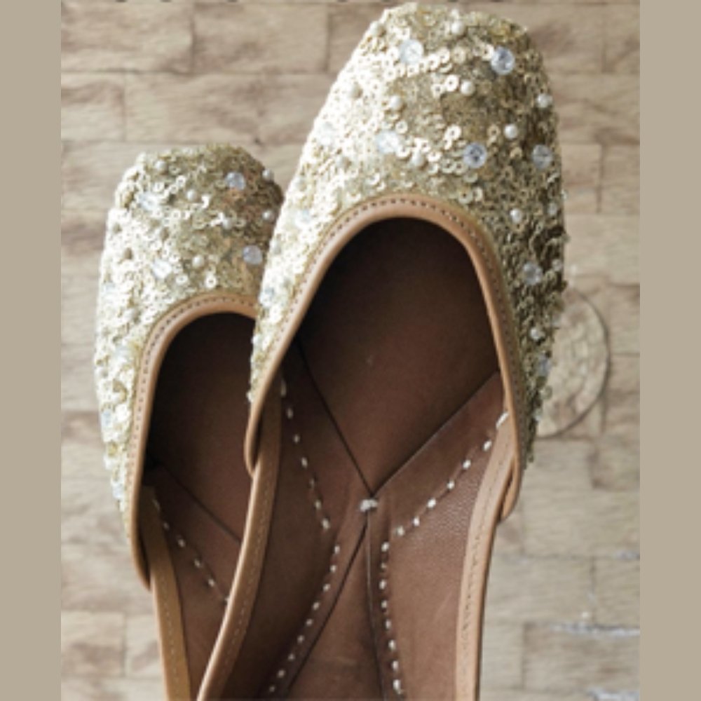 Silver Sequinned Jutti - Kreate- Women's Footwear