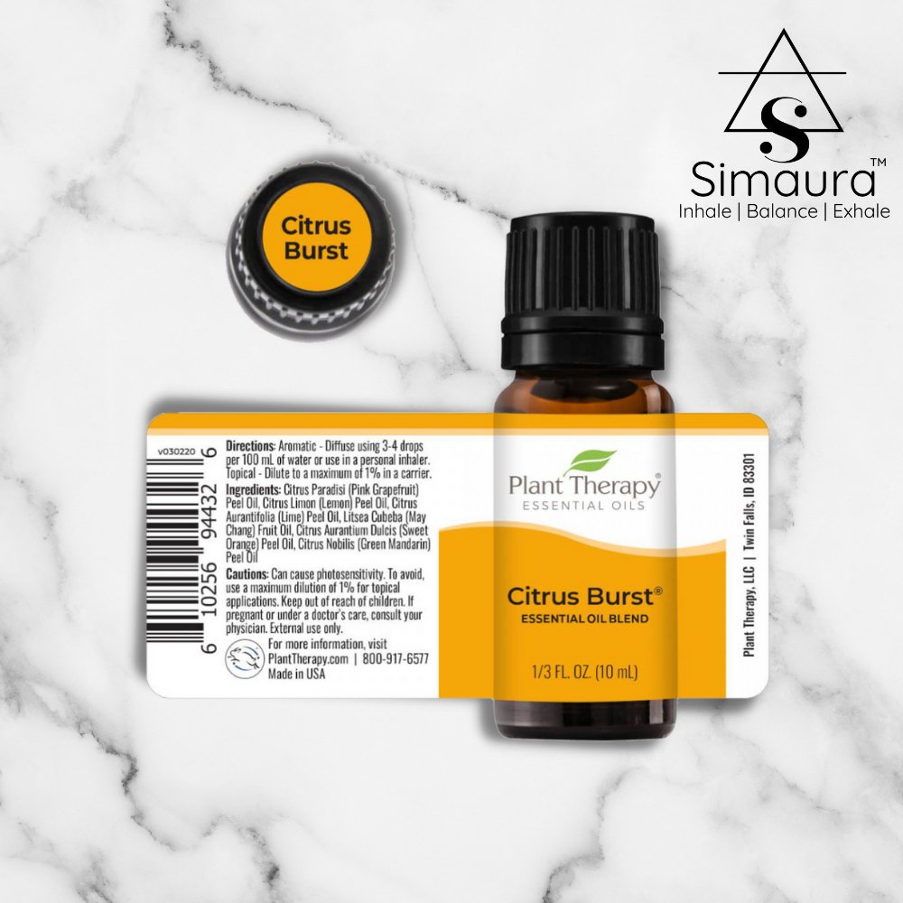 Simaura Plant Therapy Citrus Burst Essential Oil Blend (10ml) - Kreate- Anxiety & Stress Relievers