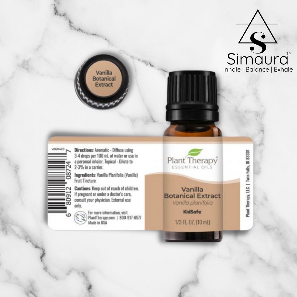 Simaura Plant Therapy Vanilla Botanical Extract Essential Oil (10ml) - Kreate- Anxiety & Stress Relievers