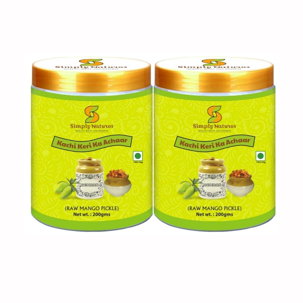 Simply Naturos Traditional Raw Mango Pickle (Pack of 2) - 200g - Kreate- Pickles