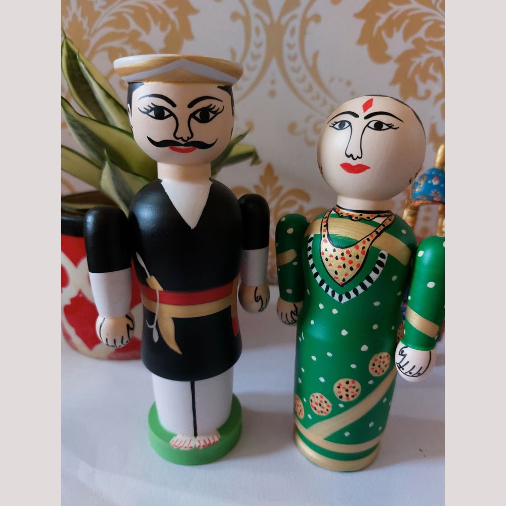 Siragugal Channapatna Wooden Raja Rani Dolls - Kreate- Table Decor