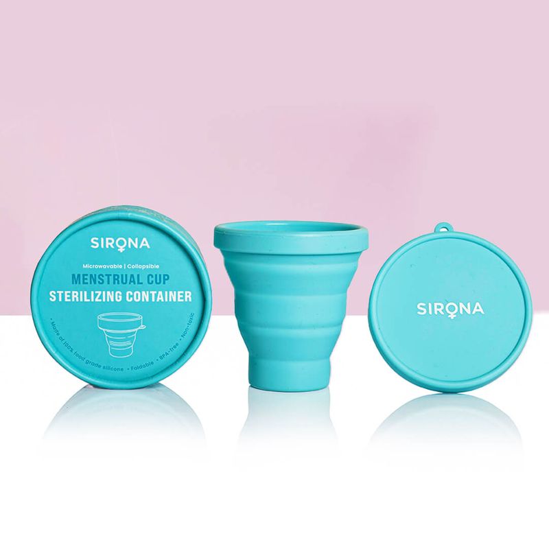 Sirona Collapsible Silicone Cup Foldable Sterilizing Container Cup for Menstrual Cup - Kreate- Menstrual Cups