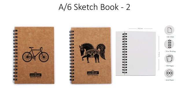 Sketch Book ( A/6, A/5, A/4 ) (100 Pages)-100 GSM (Set of Each 2) - Kreate- Notebooks & Diaries