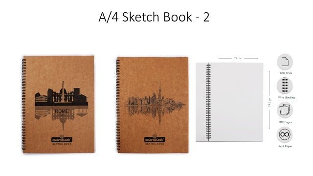 
                  
                    Sketch Book ( A/6, A/5, A/4 ) (100 Pages)-100 GSM (Set of Each 2) - Kreate- Notebooks & Diaries
                  
                