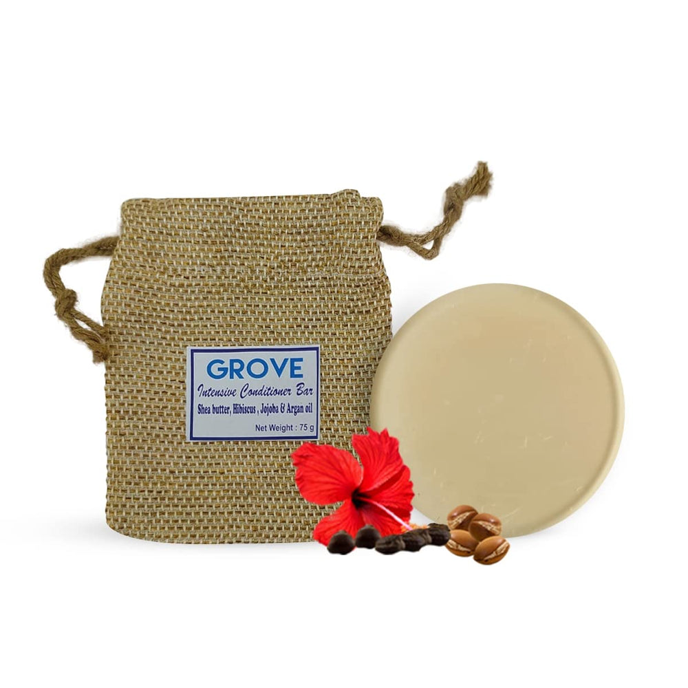 GROVE Intensive Solid Conditioner Bar| Loaded With Hibiscus Oil, Argan Oil, Jojoba Oil & Shea Butter For Silk & Shine Hair