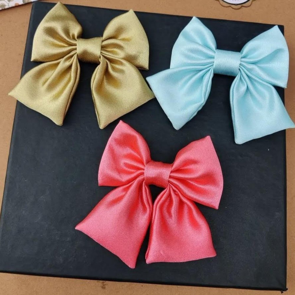 Small Bow Hair Pins (Set of 3) - Kreate- Clips