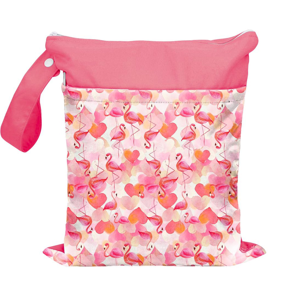 Snugkins Cloth Diaper Wet Bag – Flamingo Hearts - Kreate- Baby Care