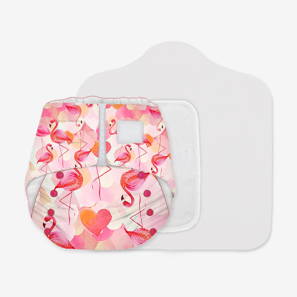 Snugkins Cloth Diapers for Newborn babies (2.5kg – 7kg) - Flamingo Hearts - Kreate- Baby Care