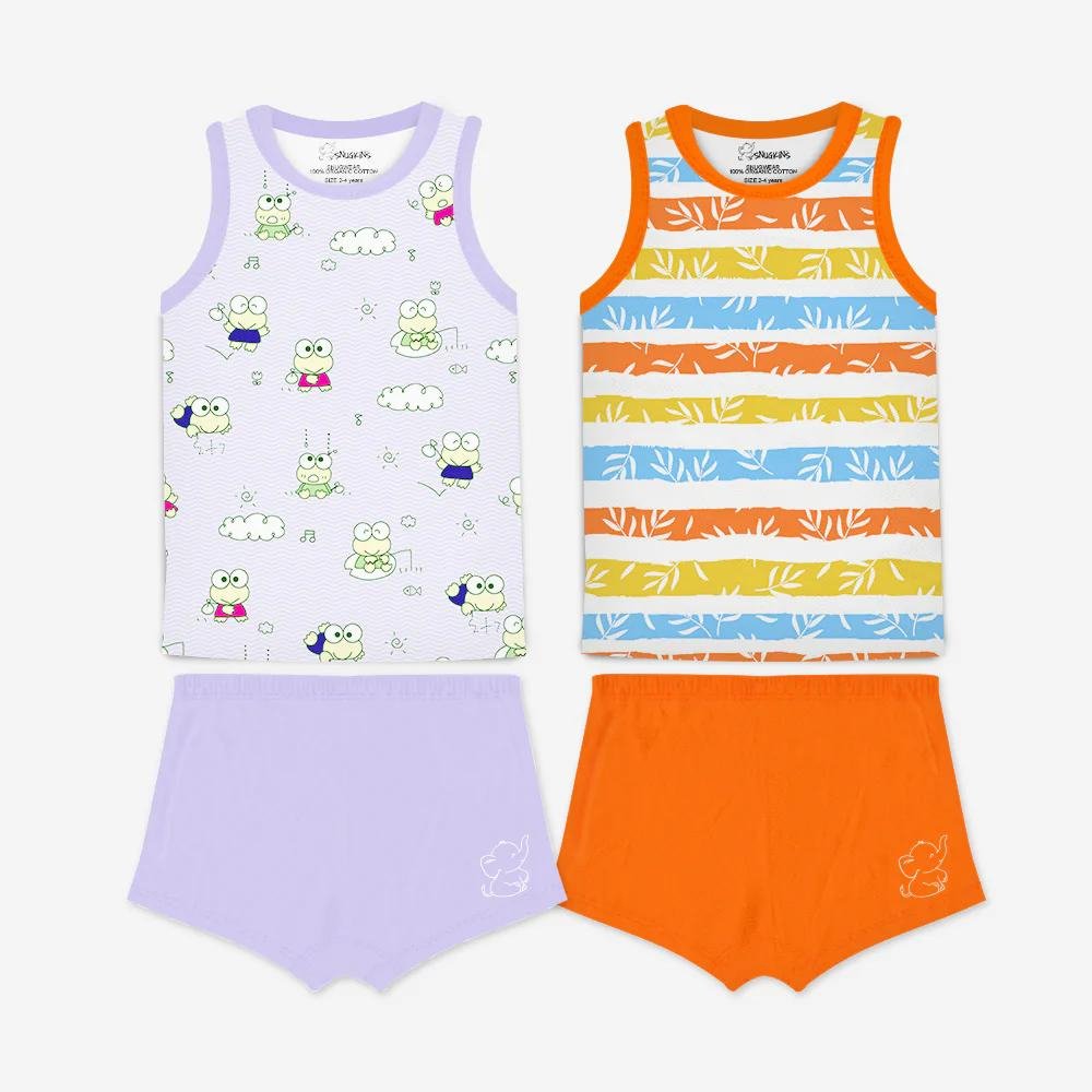 Snugkins Snugwear – Sleeveless T-Shirts Top and Shorts Set for Kids, Toddlers, Boys and Girls – Set of 2 - Kreate- Clothing Sets