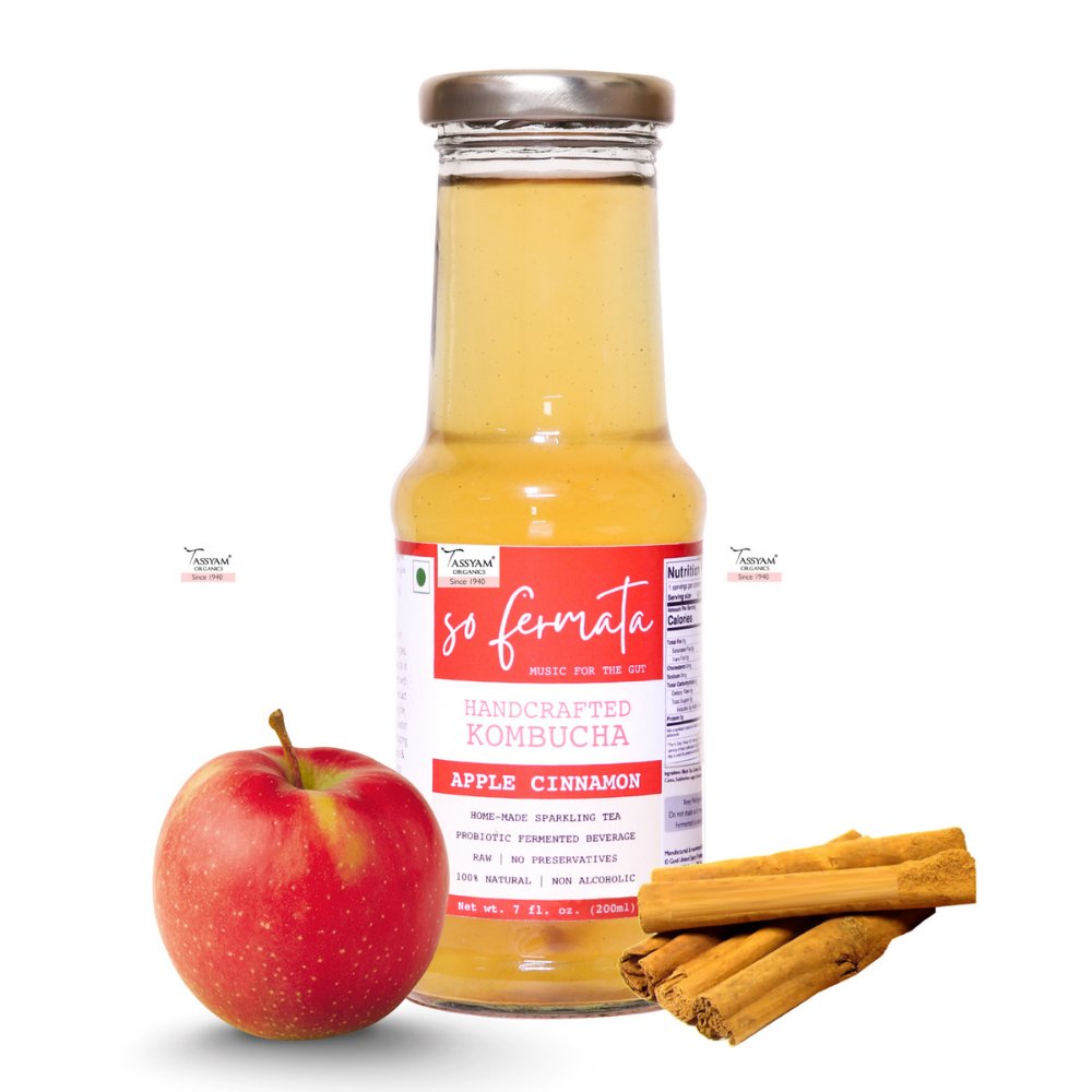 So Fermata Artisanal Kombucha, Fermented Tea, Apple Cinnamon (200ml ) - Kreate- Kombucha